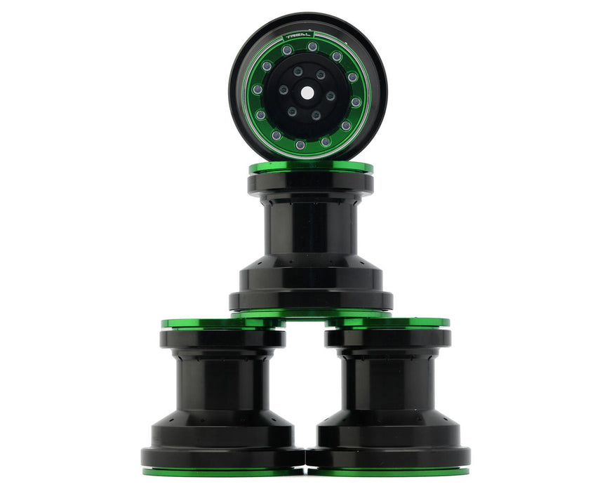 Treal Hobby Losi Mini LMT 7075 Aluminum Beadlock Wheel Set (4) (Black/Green)