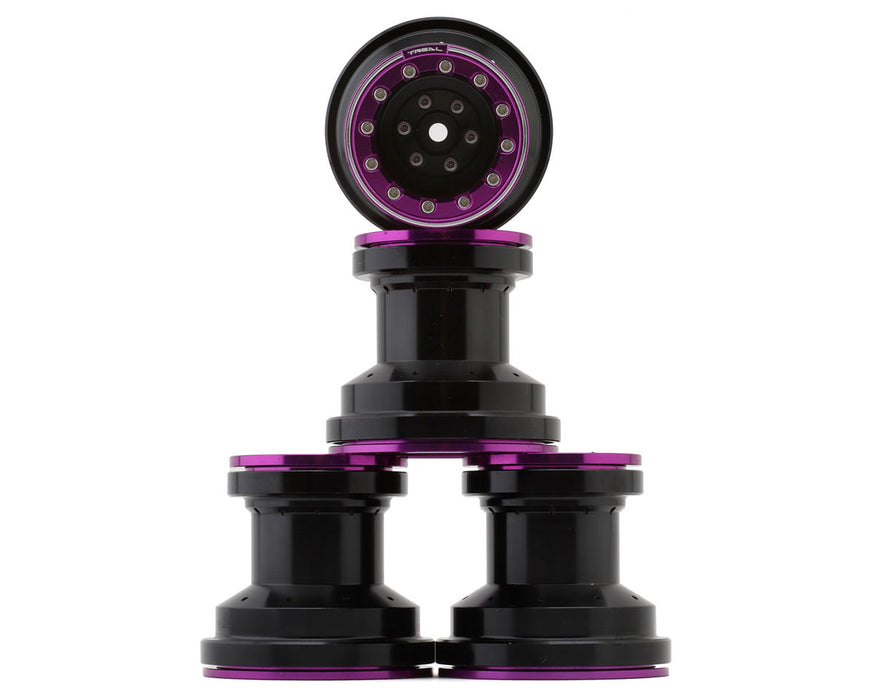 Treal Hobby Losi Mini LMT 7075 Aluminum Beadlock Wheel Set (4) (Black/Purple)