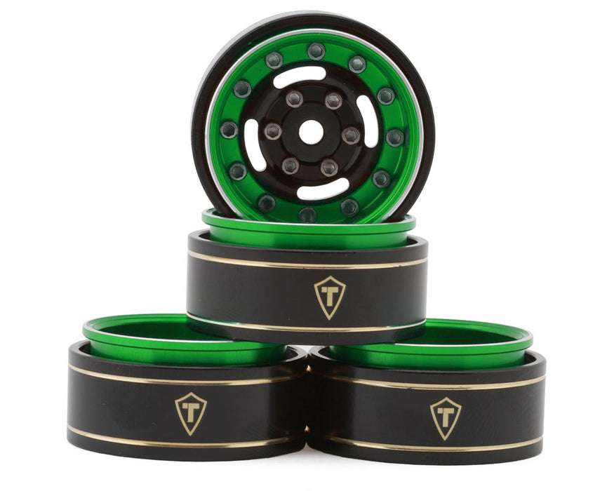 Treal Hobby Type F 1.0" Deep Dish Beadlock Wheels (Green) (4) (27g)