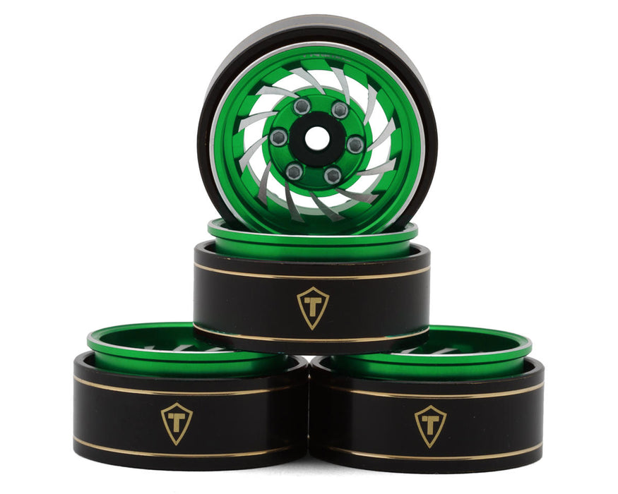 Treal Hobby Type L 1.0" Aluminum Cyclone Beadlock Wheels (Green) (4) (27.5g ea)