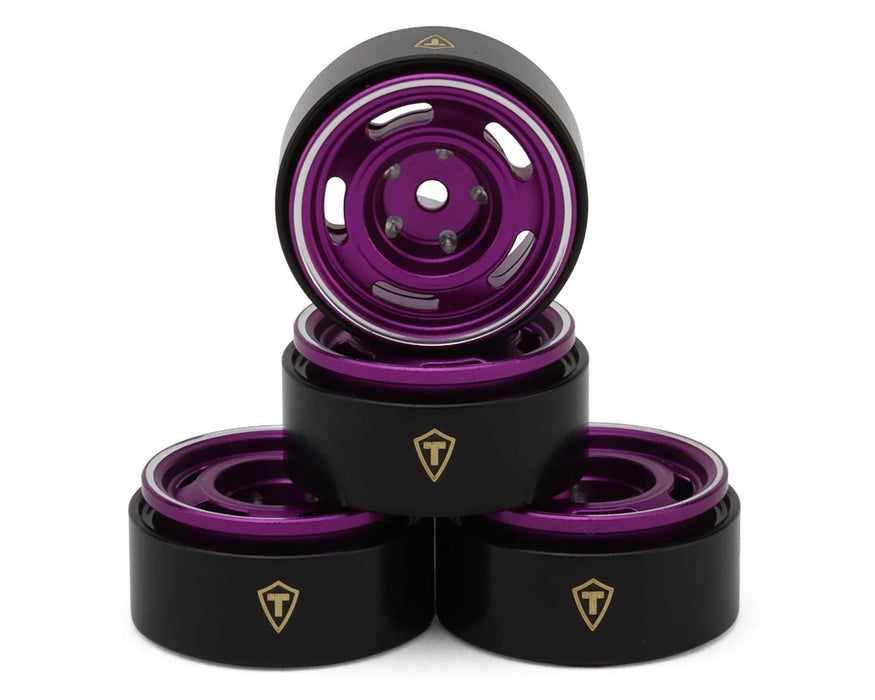 Treal Hobby 0.7" 5-Slot Aluminum Micro Rock Crawler Beadlock Wheels (Purple) (4) (8g ea)