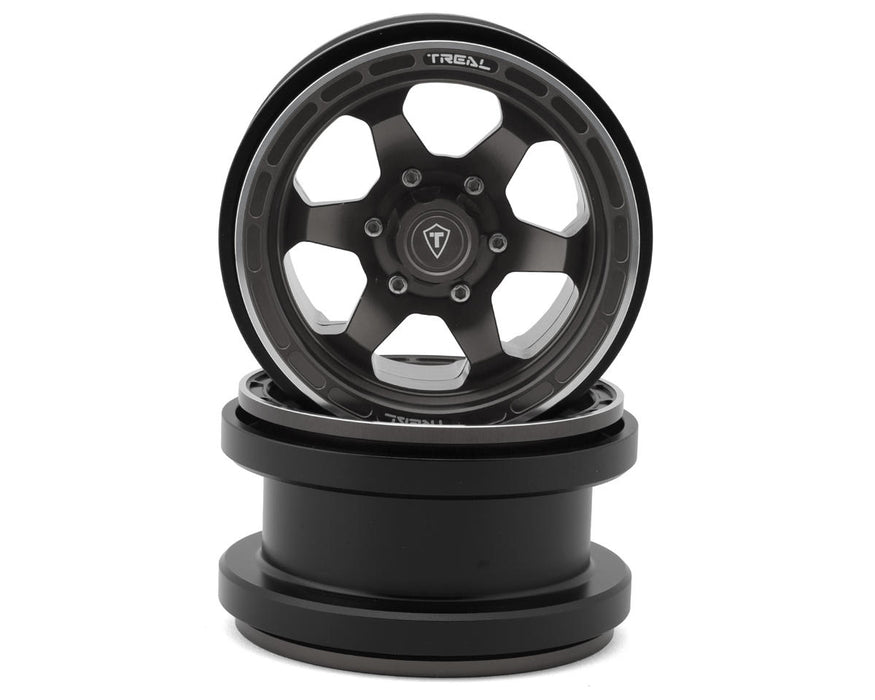 Treal Hobby Type A 2.9" 6-Spoke Slotted Beadlock Aluminum Wheels (Titanium) (2)