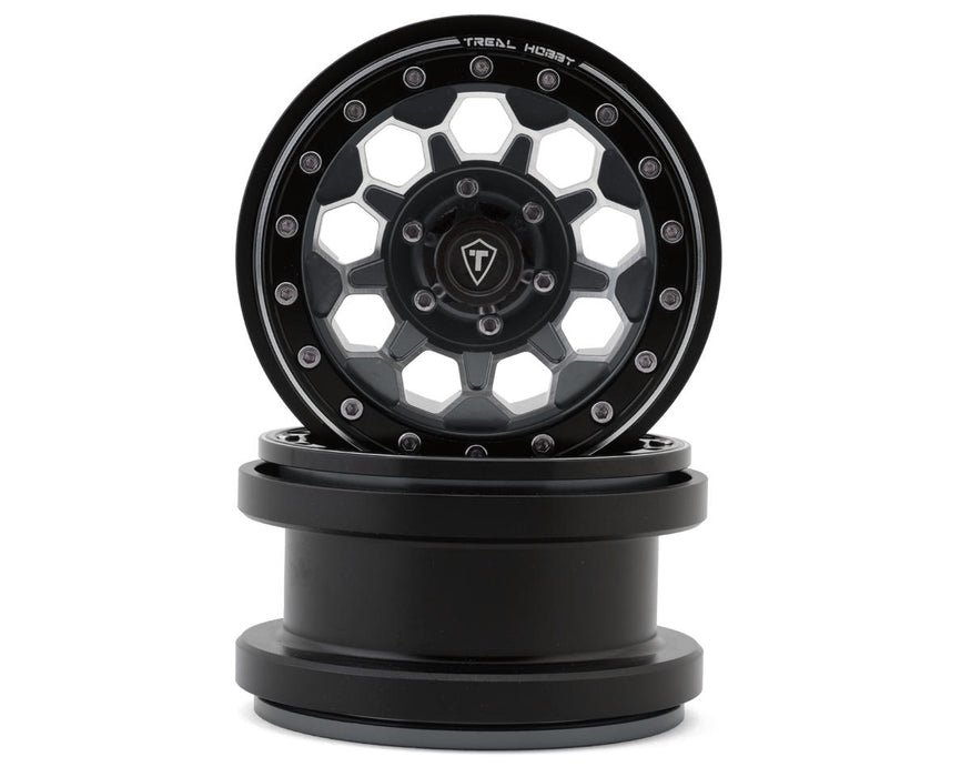 Treal Hobby Type B 2.9" 10-Hole Honeycomb Beadlock Wheels (Titanium) (2) (237g)