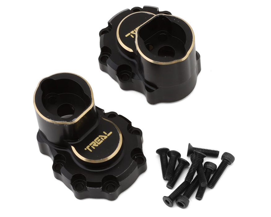 Treal Hobby Brass Rear Inner Portal Housing Covers for Traxxas TRX-4 (Black) (2)