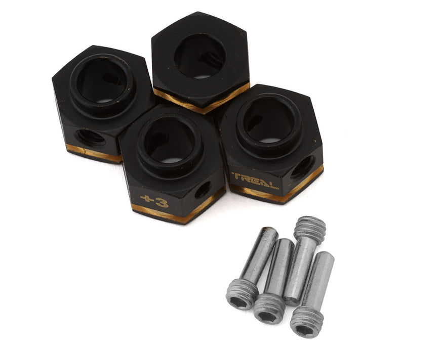 Treal Hobby Brass Hex Adapters for Traxxas TRX-4 (Black) (4) (+3mm)