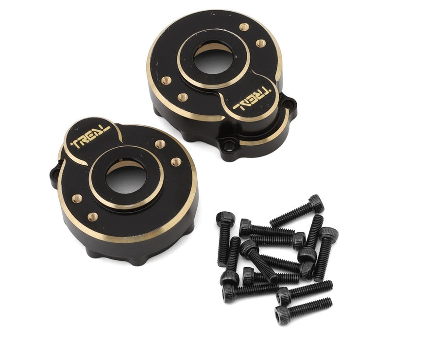 Treal Hobby Heavy Brass Outer Portal Housing Covers for Traxxas TRX-4 (Black) (2)