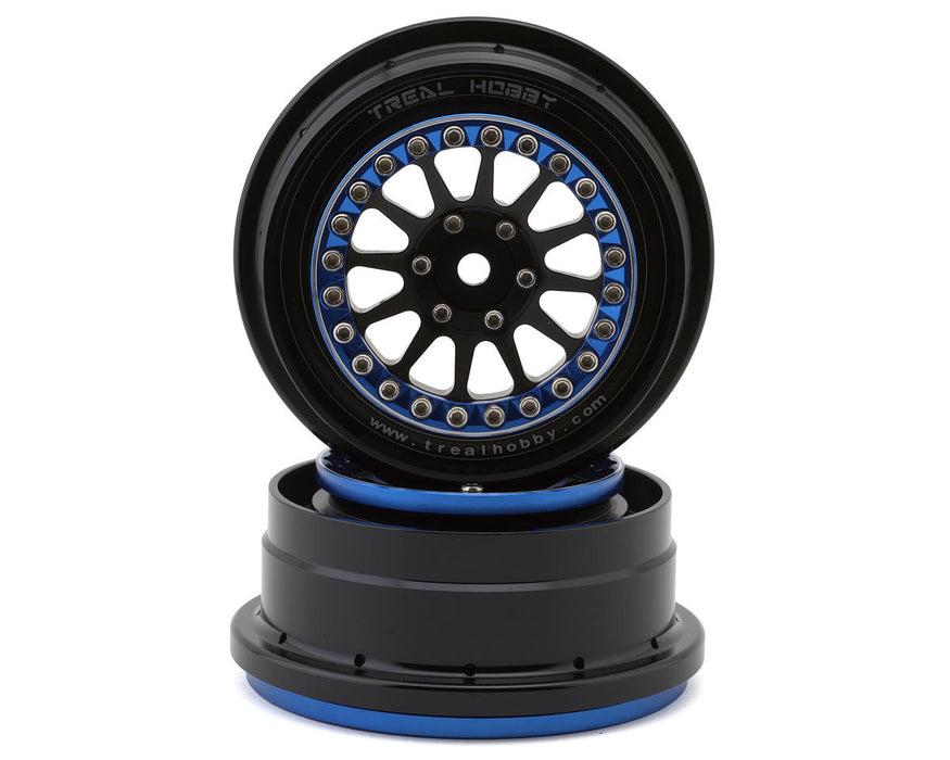 Treal Hobby Type B Aluminum Beadlock Wheels for Traxxas® UDR® (Blue/Black) (2)