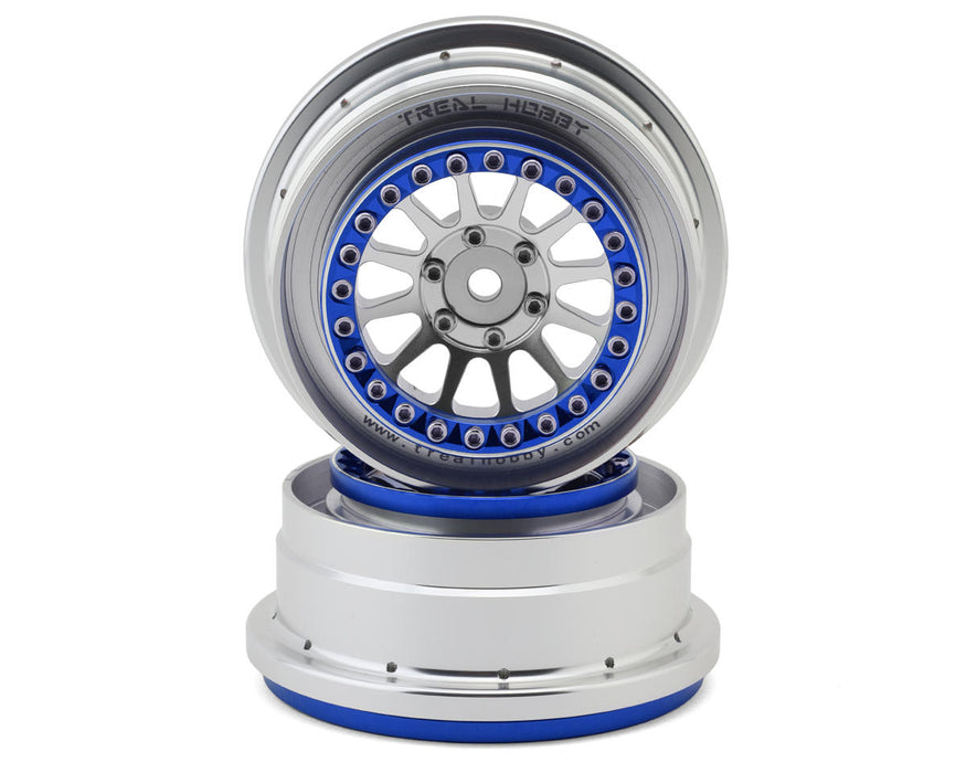 Treal Hobby Type B Aluminum Beadlock Wheels for Traxxas® UDR® (Blue/Silver) (2)