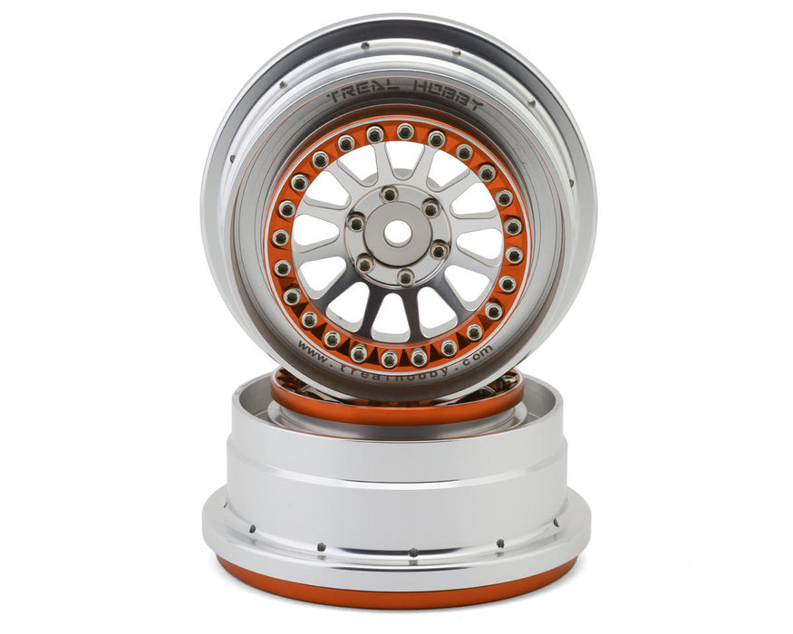 Treal Hobby Type B Aluminum Beadlock Wheels for Traxxas® UDR® (Orange/Silver)