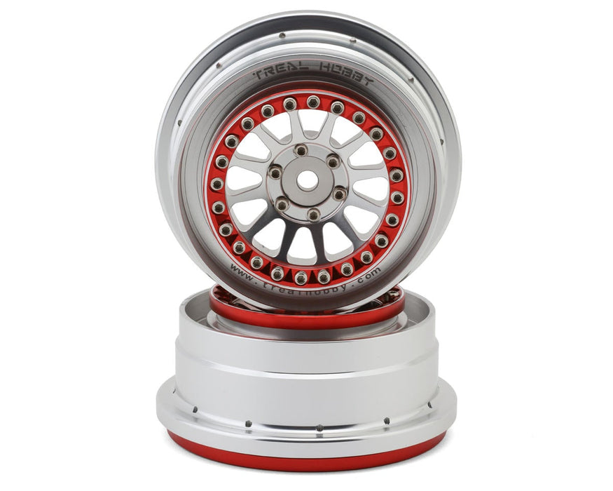 Treal Hobby Type B Aluminum Beadlock Wheels for Traxxas® UDR® (Red/Silver) (2)