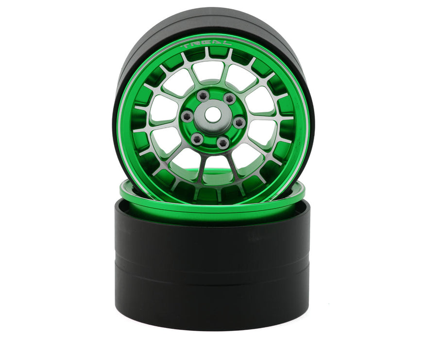 Treal Hobby 2.2" Type-A Aluminum 1/10 Rock Crawler Beadlock Wheels (Green)