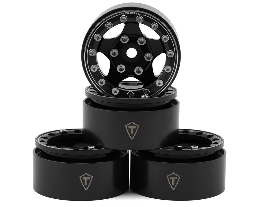 Treal Hobby Type B 1.55" Classic 5-Spoke Beadlock Wheels (Black)