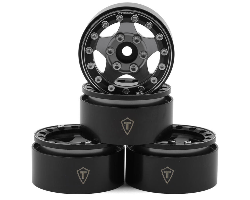 Treal Hobby Type B 1.55" Classic 5-Spoke Beadlock Wheels (Grey)
