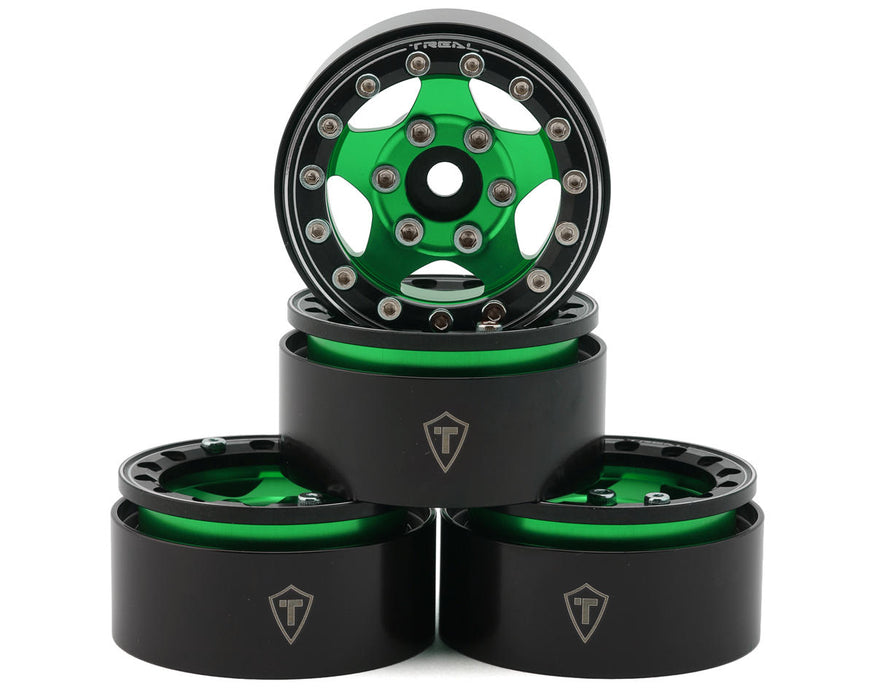 Treal Hobby Type B 1.55" Classic 5-Spoke Beadlock Wheels (Green)