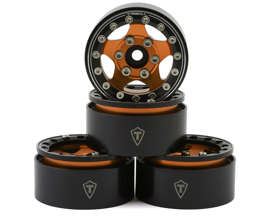 Treal Hobby Type B 1.55" Classic 5-Spoke Beadlock Wheels (Orange)