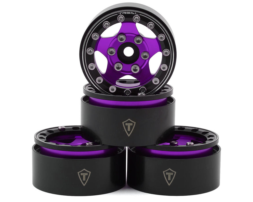 Treal Hobby Type B 1.55" Classic 5-Spoke Beadlock Wheels (Purple)