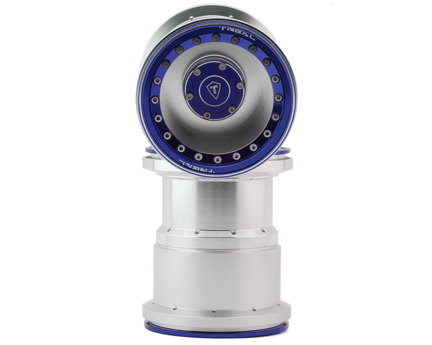 Treal Hobby 2.6" Aluminum Beadlock Monster Truck Wheels (Silver/Blue) (2)