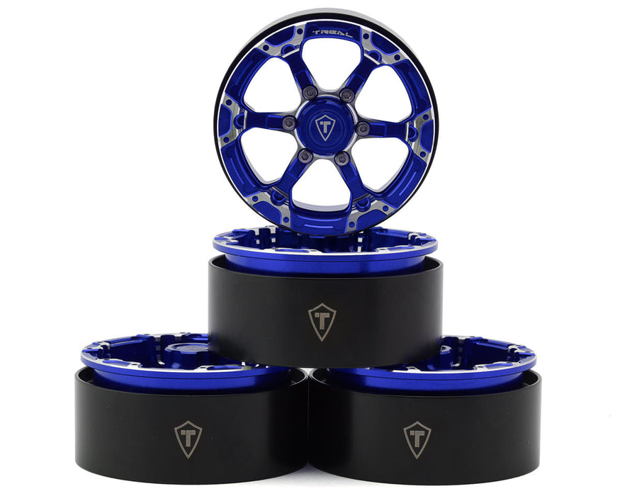 Treal Hobby Type 4P 1.9" 6-Spoke Beadlock Wheels (Blue) (4)