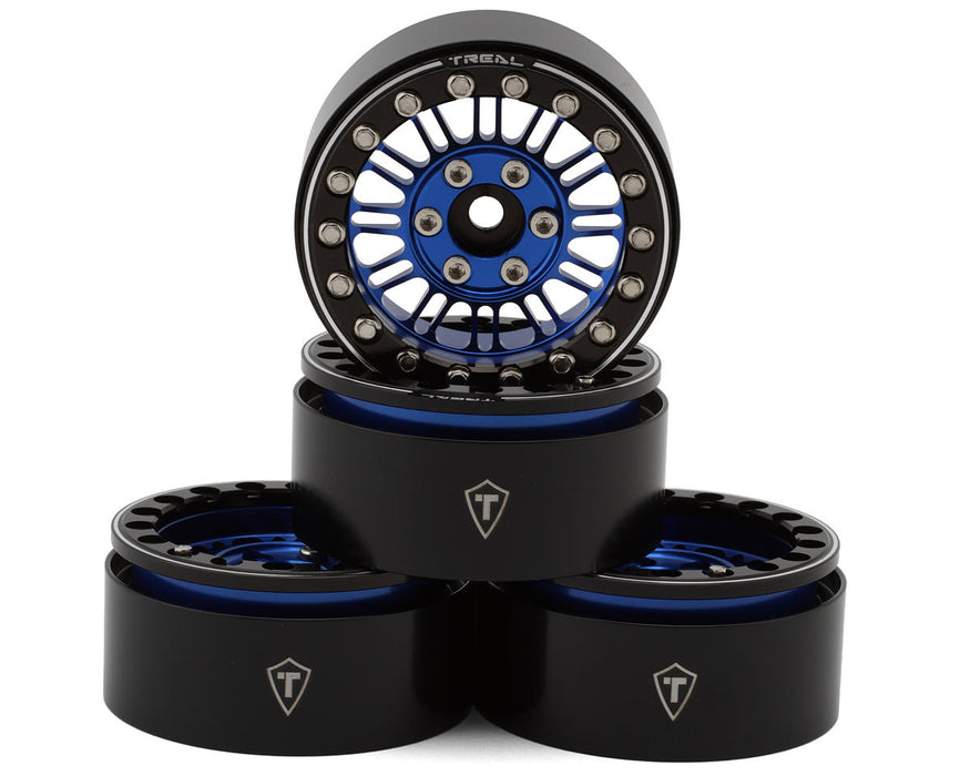 Treal Hobby 1.9" Type K Multi-Spoke Aluminum Crawler Beadlock Wheels (Blue)