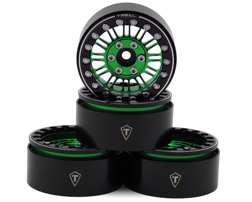 Treal Hobby 1.9" Type K Multi-Spoke Aluminum Crawler Beadlock Wheels (Green)