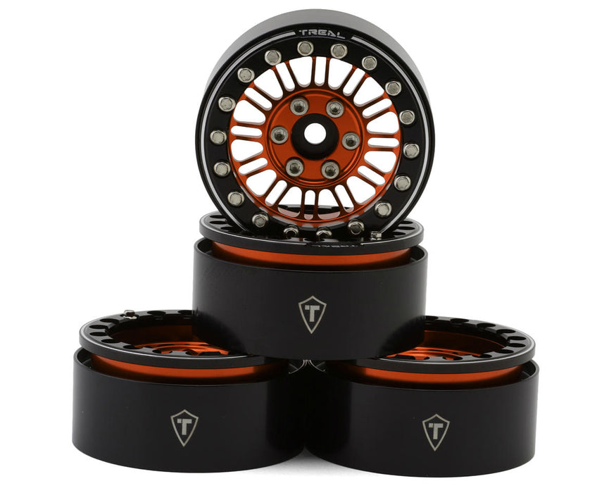Treal Hobby 1.9" Type K Multi-Spoke Aluminum Crawler Beadlock Wheels (Orange)