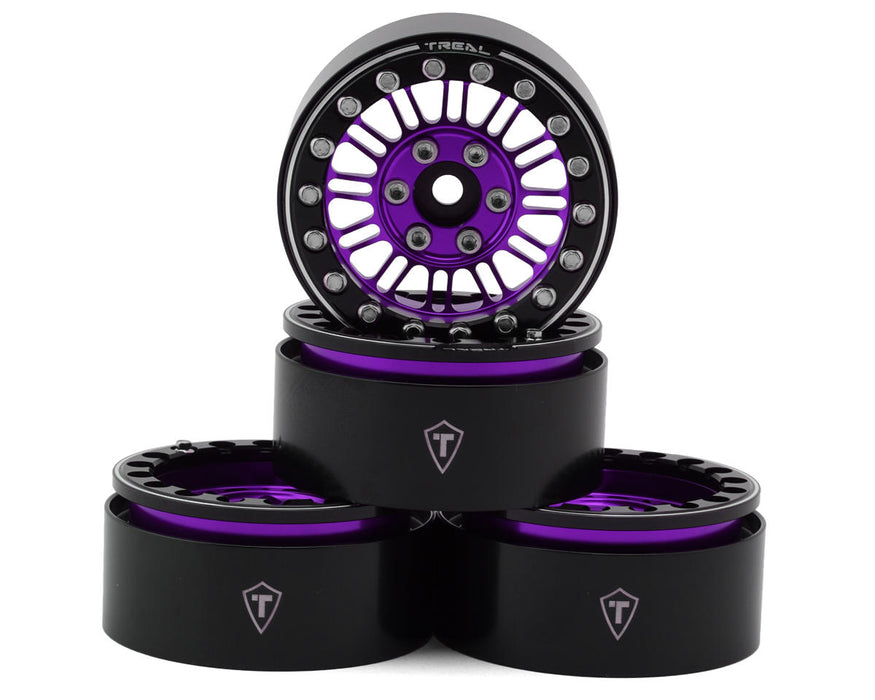 Treal Hobby 1.9" Type K Multi-Spoke Aluminum Crawler Beadlock Wheels (Purple)