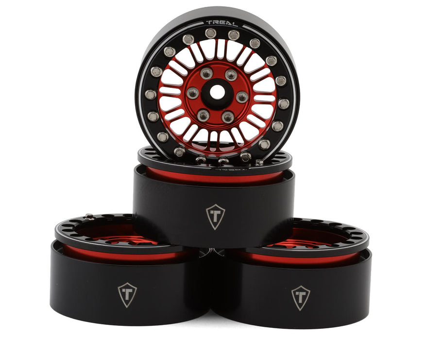 Treal Hobby 1.9" Type K Multi-Spoke Aluminum Crawler Beadlock Wheels (Red)