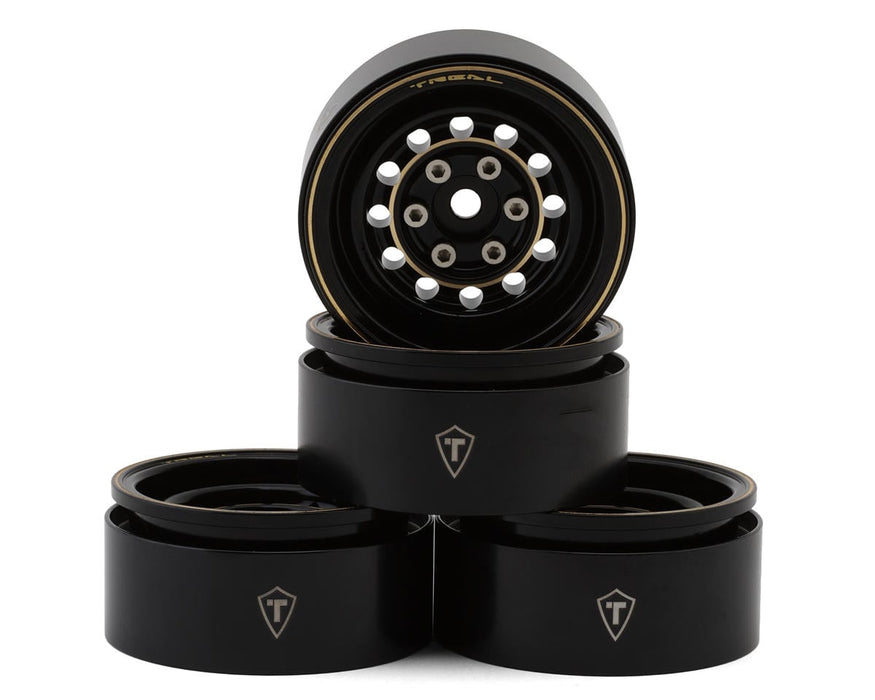 Treal Hobby 12-Hole 1.9" Brass Beadlock Crawler Wheels (257g ea)