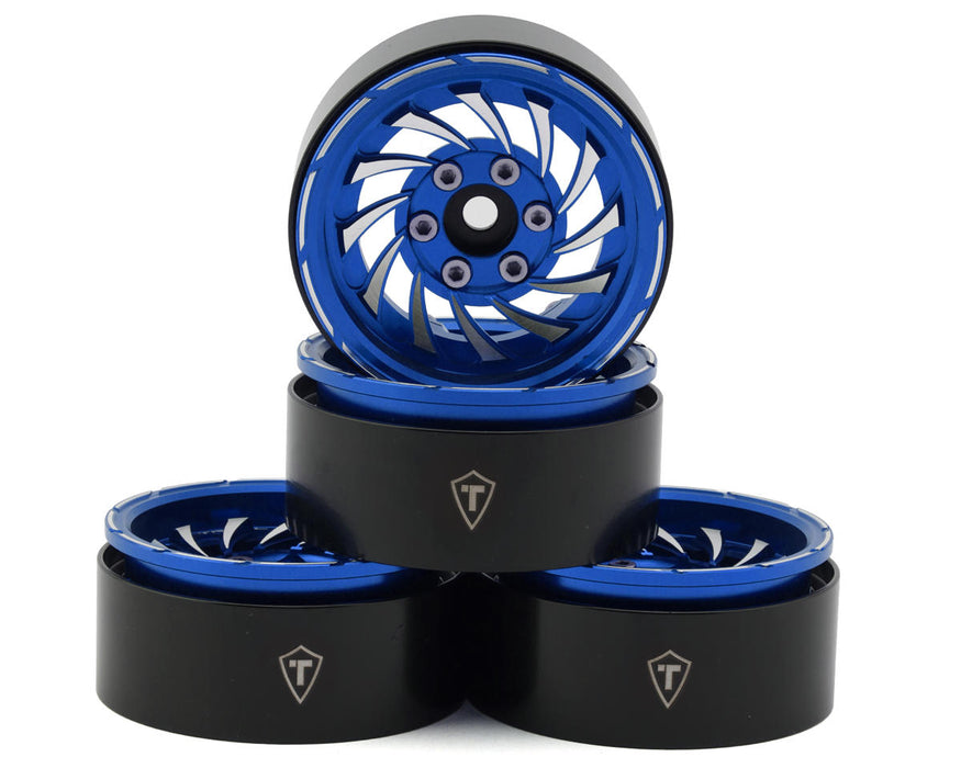 Treal Hobby Cyclone 1.9" Aluminum Beadlock Wheels (Blue) (4) (122.5g)