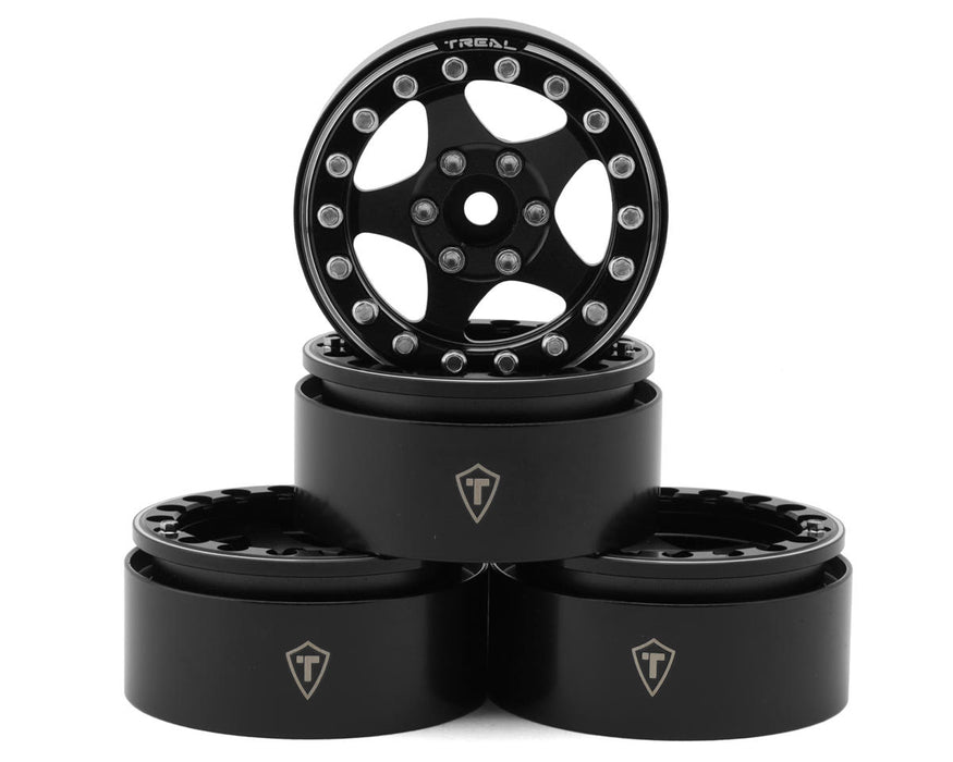 Treal Hobby 1.9" Type E Classic 5-Spoke Beadlock Wheels (Black/Black) (4)