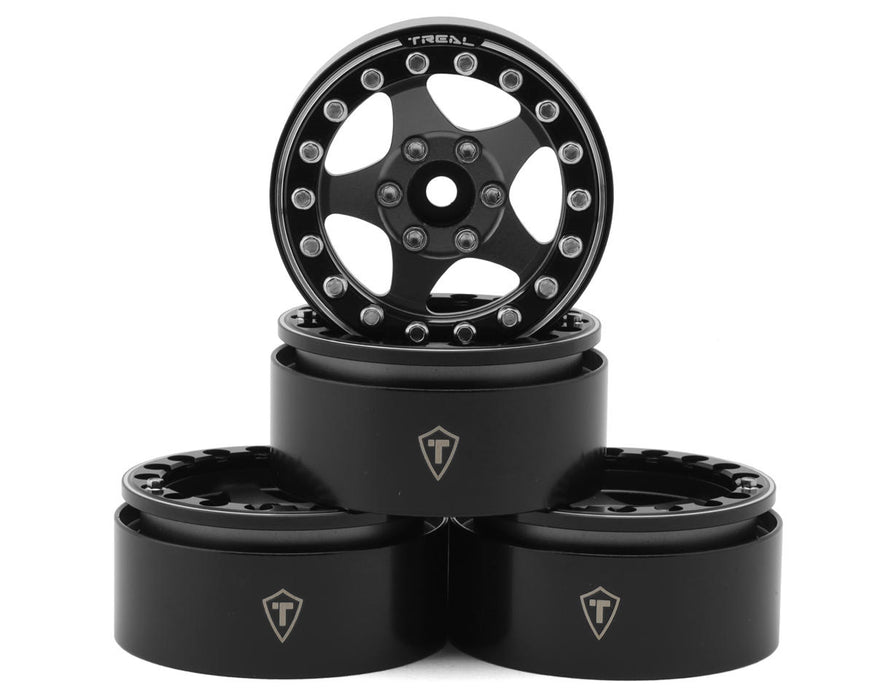 Treal Hobby 1.9" Type E Classic 5-Spoke Beadlock Wheels (Grey/Black) (4)