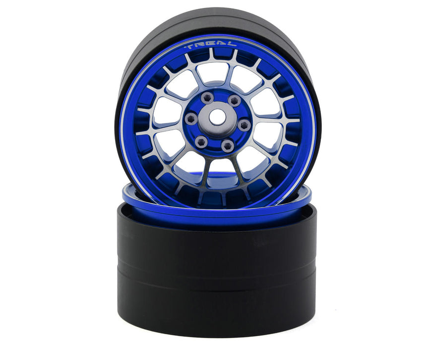 Treal Hobby 2.2" Type-A Aluminum 1/10 Rock Crawler Beadlock Wheels (Blue)
