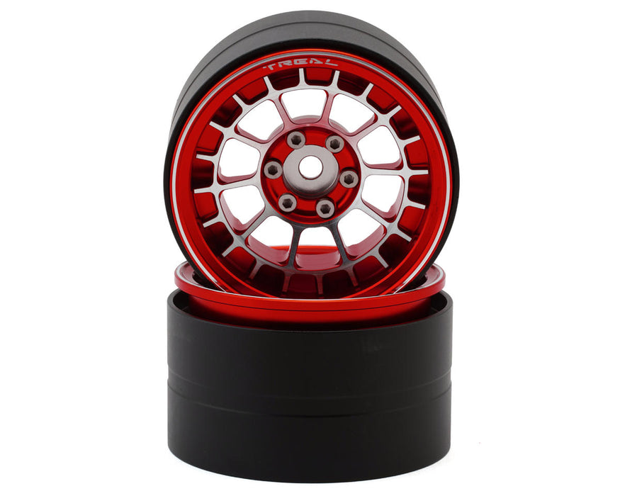Treal Hobby 2.2" Type-A Aluminum 1/10 Rock Crawler Beadlock Wheels (Red)