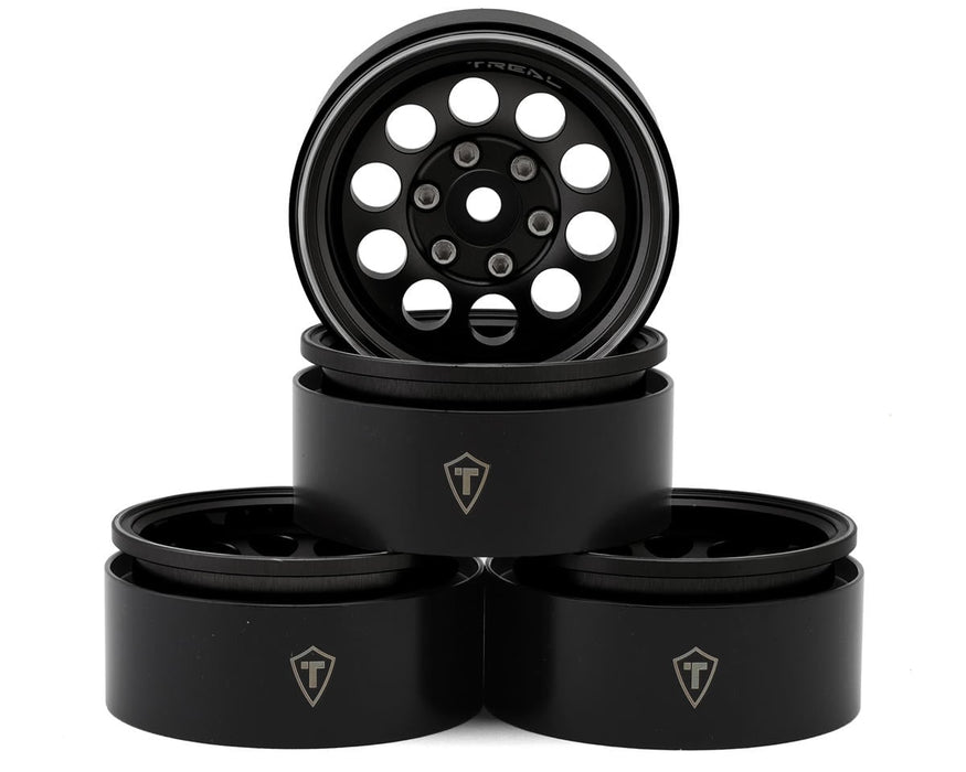 Treal Hobby 1.9" Type F 10-Hole Aluminum Crawler Beadlock Wheels (Black)