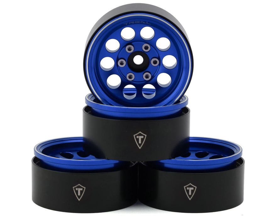 Treal Hobby 1.9" Type F 10-Hole Aluminum Crawler Beadlock Wheels (Blue)