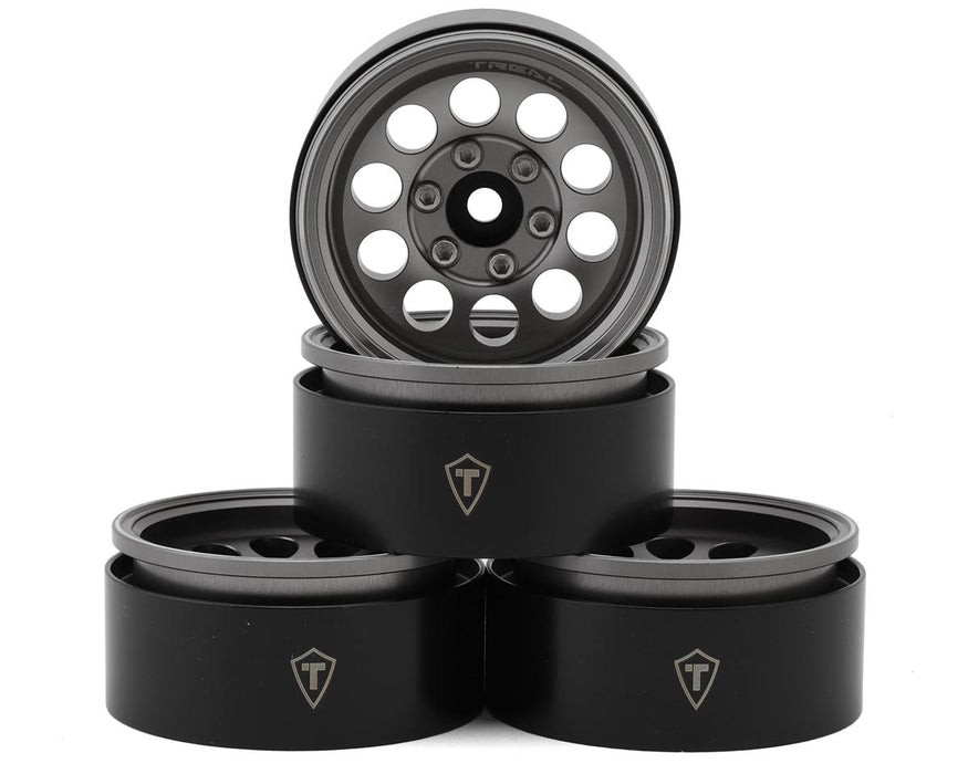 Treal Hobby 1.9" Type F 10-Hole Aluminum Crawler Beadlock Wheels (Grey)