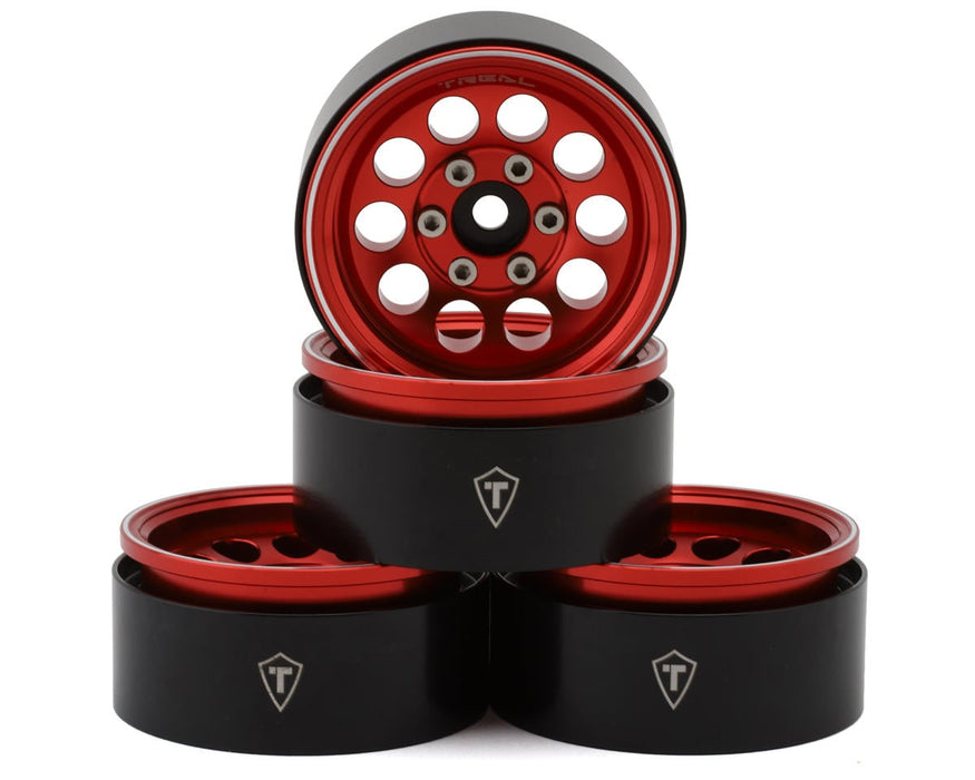 Treal Hobby 1.9" Type F 10-Hole Aluminum Crawler Beadlock Wheels (Red)