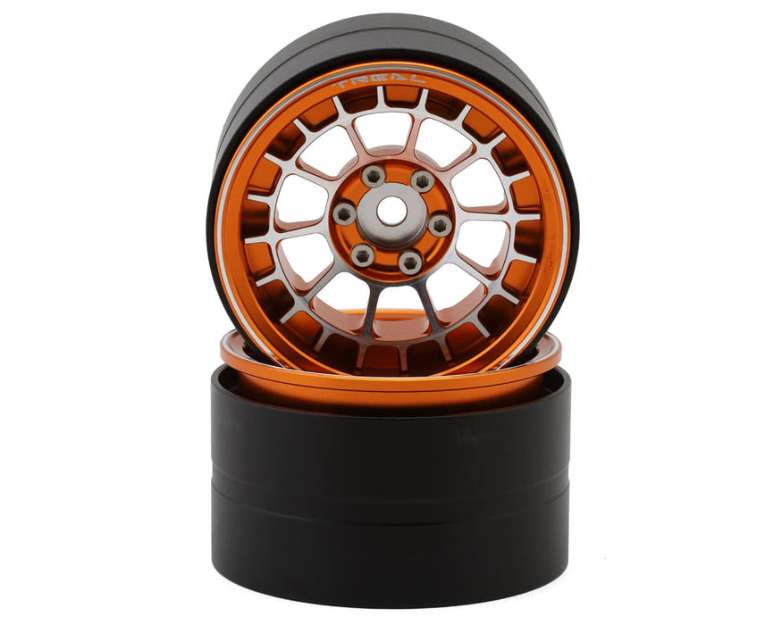 Treal Hobby 2.2" Type-A Aluminum 1/10 Rock Crawler Beadlock Wheels (Orange)