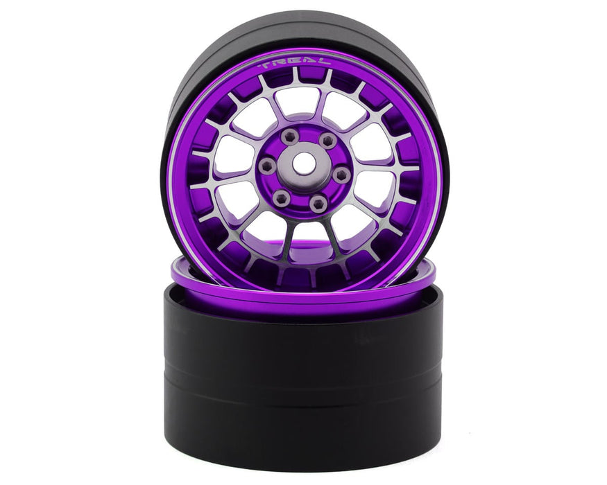 Treal Hobby 2.2" Type-A Aluminum 1/10 Rock Crawler Beadlock Wheels (Purple)