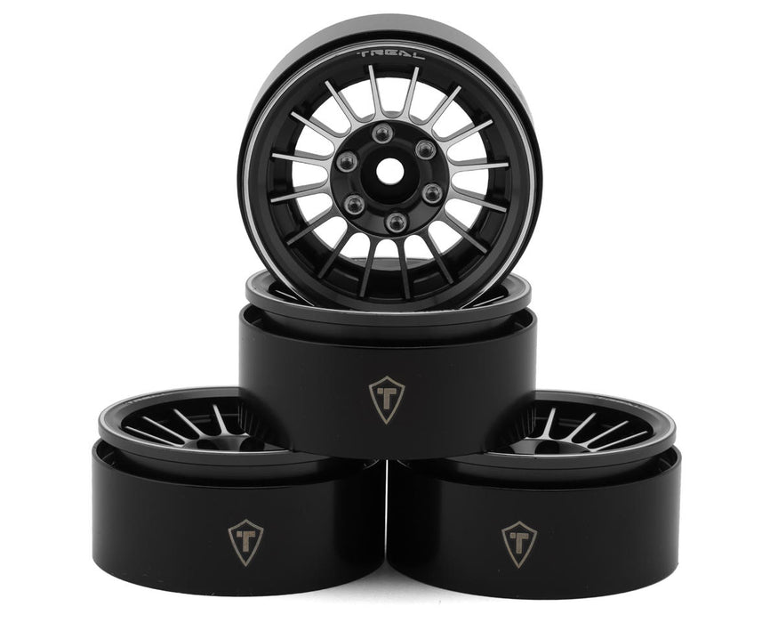 Treal Hobby 1.9" Type-J Multi-Spoke Aluminum Crawler Beadlock Wheels (Black))