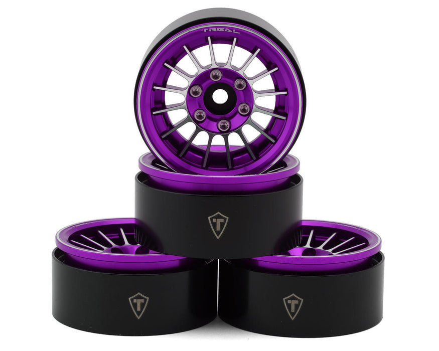 Treal Hobby 1.9" Type-J Multi-Spoke Aluminum Crawler Beadlock Wheels (Purple)