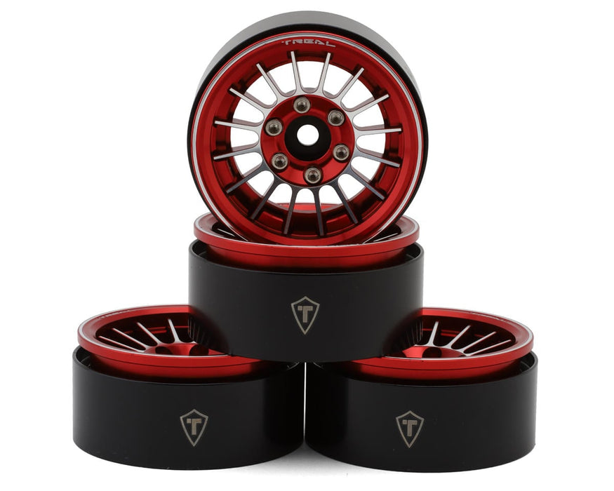 Treal Hobby 1.9" Type-J Multi-Spoke Aluminum Crawler Beadlock Wheels (Red)