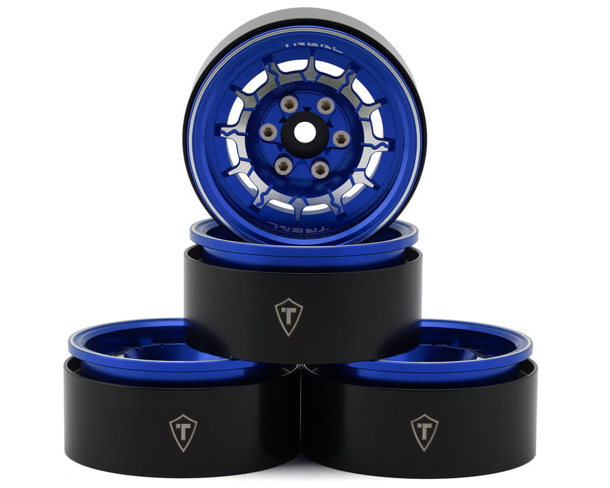 Treal Hobby 1.9" Type-M Aluminum Crawler Beadlock Wheels (Blue)