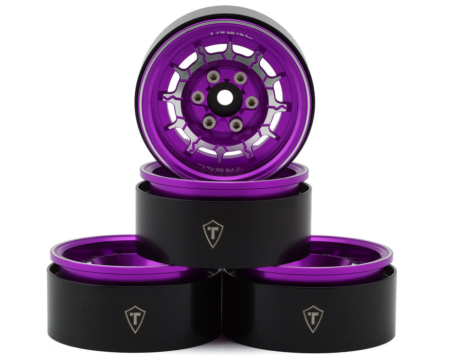 Treal Hobby 1.9" Type-M Aluminum Crawler Beadlock Wheels (Purple)