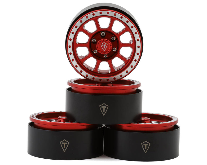 Treal Hobby 1.9" Type C Multi-Spoke Aluminum Crawler Beadlock Wheels (Red)