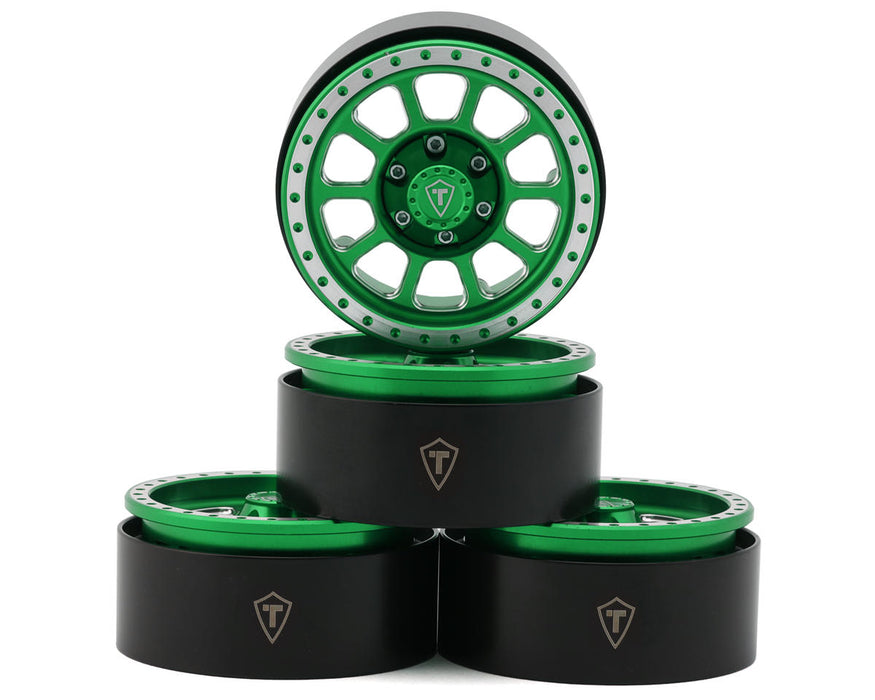 Treal Hobby 1.9" Type C Multi-Spoke Aluminum Crawler Beadlock Wheels (Green)