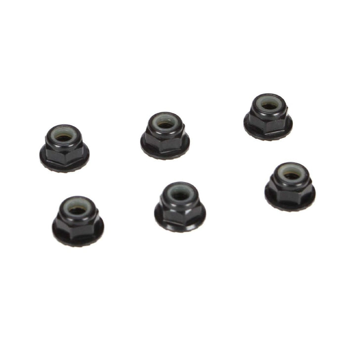 TLR 4mm Aluminum Serrated Lock Nuts, Black (6)