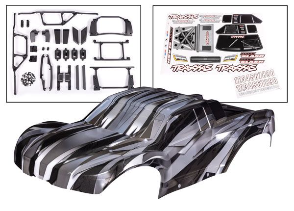 Traxxas Body, Maxx Slash, ProGraphix (graphics are printed, requires paint & final color application)/ decal sheet  (includes body support, body plastics, latches, & hardware for clipless mounting)