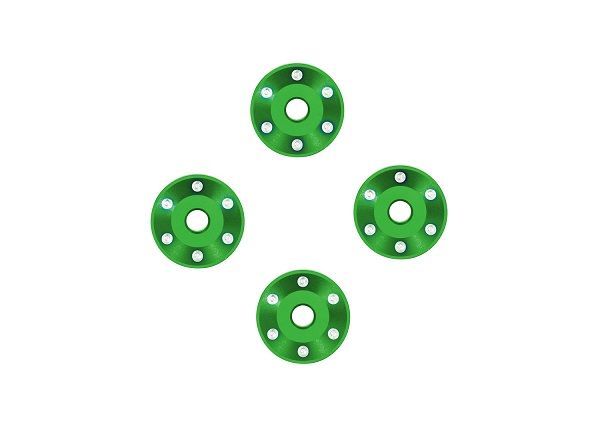 Traxxas Wheel washers, machined aluminum, green (4)