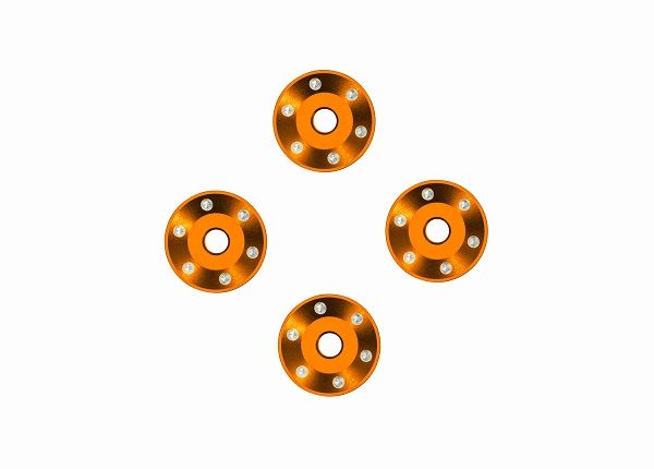 Traxxas Wheel washers, machined aluminum, orange (4)